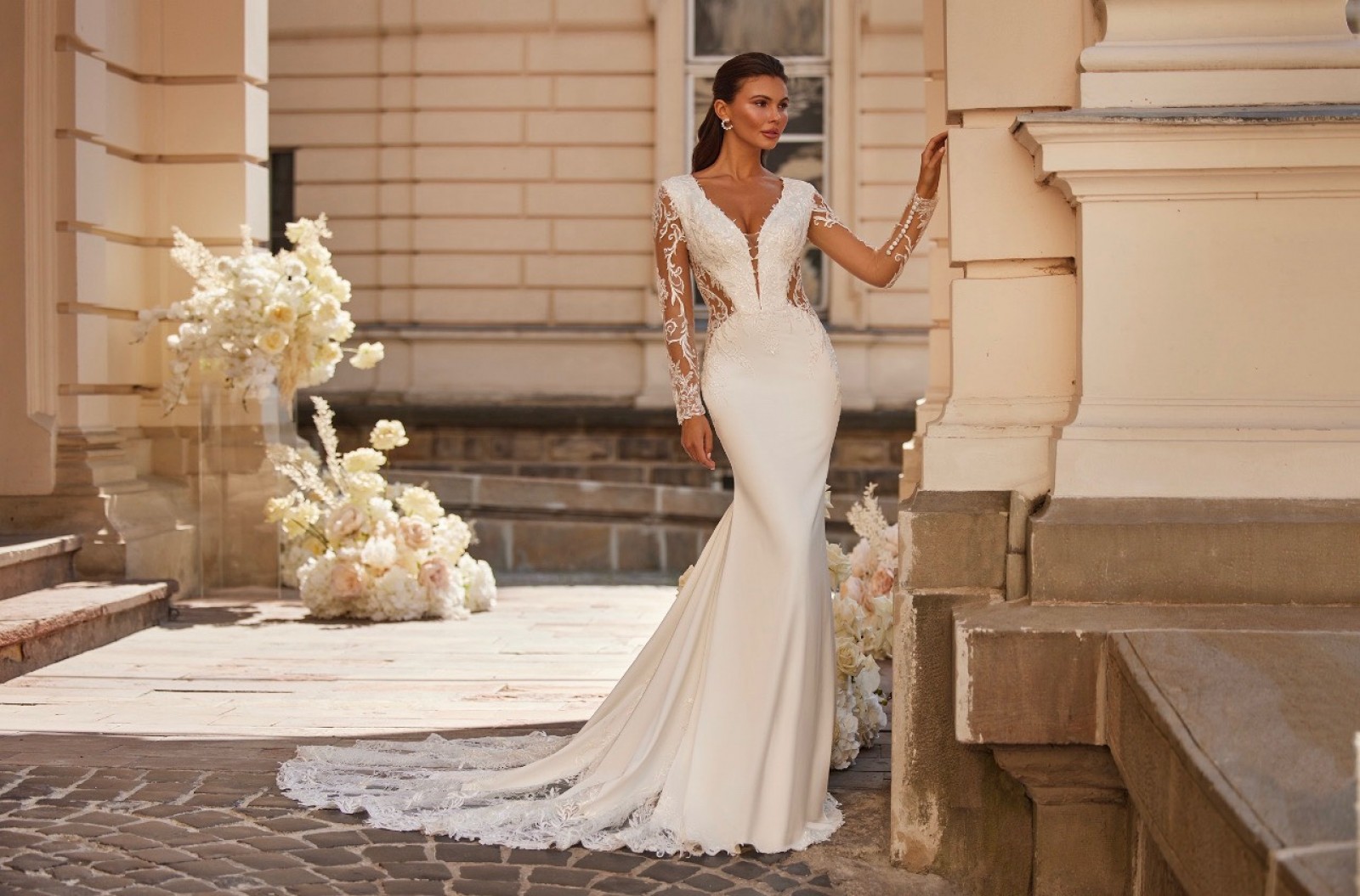 robe de mariée sirene manches longues anna sposa barry à Marseille