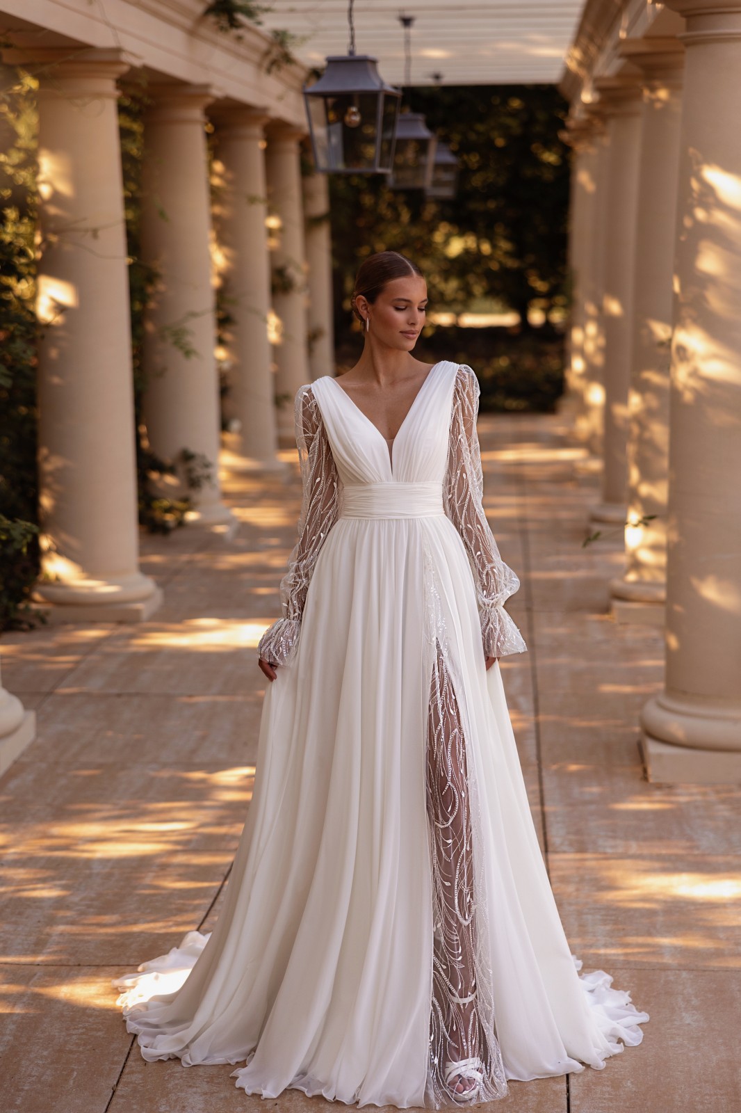 Robe de mariée trapèze en mousseline à Marseille